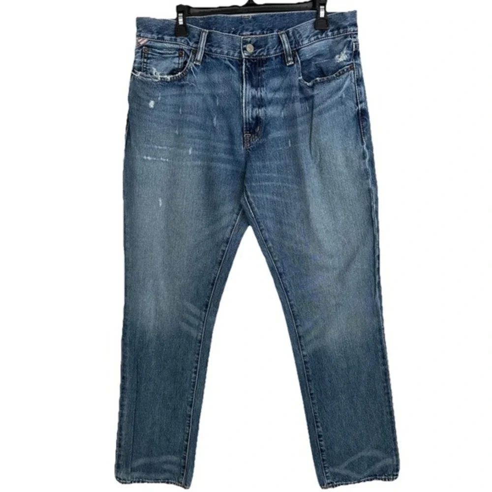 Denim & Supply Ralph Lauren Mens Jeans Size 34x32 Blue Slouch American Flag